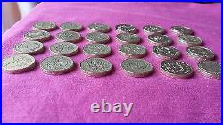 £1 OLD Pound coins FULL SET all 24 incl. RAREst Edinburgh & Cardiff & Flowers