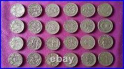 £1 OLD Pound coins FULL SET all 24 incl. RAREst Edinburgh & Cardiff & Flowers