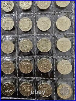 £1 ONE POUND COIN. FULL SET 42 coins 24 DESIGNS 1983-2016 CAPITAL, FLORAL (1)