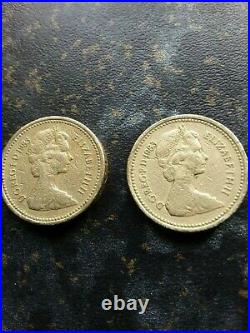 £1 coin 1983. The Royal mint. The Royal Arms. Used. Bundle x 2
