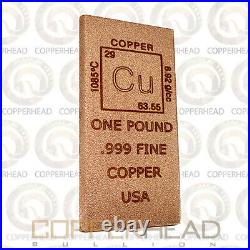 10 x 1 Pound lb (16 oz) Element Copper Bullion Bars. 999 Fine Ingot Ten lbs