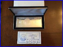 $100 Silver Proof One Quarter-Pound 4 troy oz. 999 Bar Washington Mint 1996