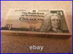 100 x Uncirculated Royal Bank Of Scotland £1 One Pound Banknotes RBS 2001 UK