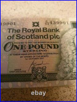 100 x Uncirculated Royal Bank Of Scotland £1 One Pound Banknotes RBS 2001 UK