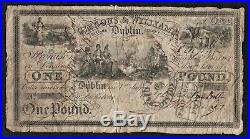 1833 Gibbons & Williams 39 Dame Street Dublin £1 One Pound Note No. 502
