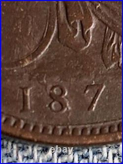 1872 Penny With Interesting Die Breaks 2 Over 2 Nice #1 Freeman 62