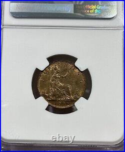 1886 Great Britain Farthing 1/4 Penny Queen Victoria NGC MS64 RB Choice UNC