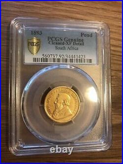 1893 ZAR South Africa 1 Pond (Pound) Gold PCGS XF extremely rare (Heins Z46)