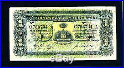 1918 Australian One Pound Cerutty / Collins Banknote F (Fine) 101 years old