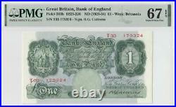 1929-34 BANK OF ENGLAND 1 POUND Sig. Catterns X-RARE (PMG 67 EPQ)