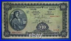 1943 Irish Ireland, Ten pound, Lady Lavery, £10 banknote, Code W 20647