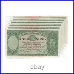 1948 Australia R. 31 One Pound Coombs/Watt Consecutive run of 6 Banknote