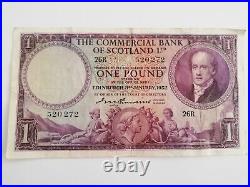 1952 Commercial Bank of Scotland Ltd £1 One Pound Note Banknote circulated