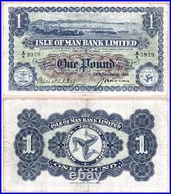 1954 One Pound Isle of Man Bank Limited, F/VF