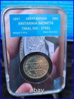 1957 Royal Mint Trio of Metal Trial Coin & Die Set 3 Rare Trial Coins cherry box