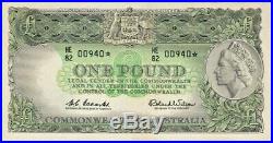 1961 One Pound Star Note Prefix HE82 Coombs Wilson PCGS Choice Uncirculated 64