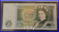 1978-84 £1 Pound Great Britain ObverseSir Isaac NewtonSolid Serial 777777 UNC