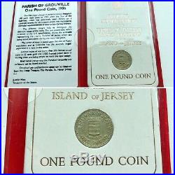 1983 1989 JERSEY £1 One Pound Parishes Set Job Lot 10 Coins UNC in Red Folders