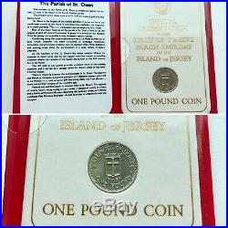 1983 1989 JERSEY £1 One Pound Parishes Set Job Lot 10 Coins UNC in Red Folders