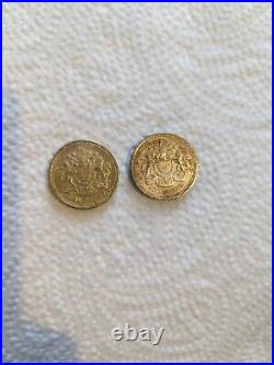 1983 + 1993 Royal Arms One Pound Coin Old Style (£1) RARE- Wriring edges