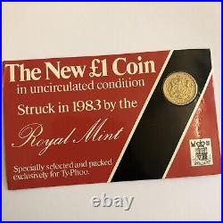 1983 Coat Of Arms One 1 Pound Coin In Original Royal Mint Typhoo Tea Pack