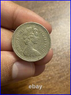 1983 Royal Arms One Pound Coin Old Style (£1) EXTREMELY RARE- Writing on edges