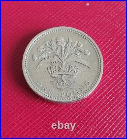 1984 £1 Coin, 2nd Year of Issue, Scottish Thistle Version, CIRCULATED CONDITION