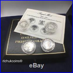 1984 1985 1986 1987 UK Coin 4x UK £1 One Pound Silver Proof Piedfort Coins