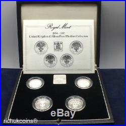 1984 1985 1986 1987 UK Coin 4x UK £1 One Pound Silver Proof Piedfort Coins
