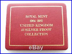 1984-1987 Royal Mint British UK £1 One Pound Silver Proof 4 Coin Set Box Coa
