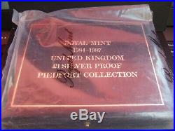 1984-1987 UK One Pound £1 Silver Proof Piedfort Set! Mintage 15,000