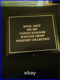 1984-1987 UK Sterling Silver Piedfort Proof 4-coin £1 set Royal Mint Boxed +COA