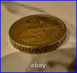 1984 Round £1 Coin / One Pound Coin Upside Down Print