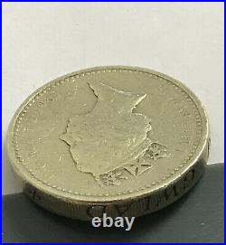 1985 £1 One Pound Coin Mint Error Upside Down Queen Elizabeth Welsh Leek C5
