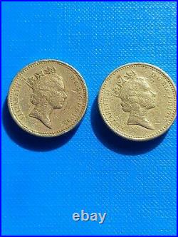 1985 1 pound coin upside down PLEIDIOL WYF I'M GWLAD