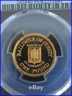 1985 Bailiwick of Jersey One Pound PROOF Gold Coin. PCGS Genuine UNC AGW. 5794oz