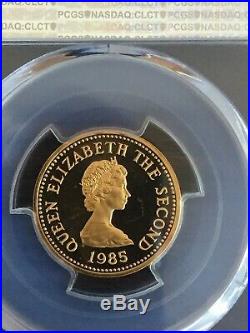 1985 Bailiwick of Jersey One Pound PROOF Gold Coin. PCGS Genuine UNC AGW. 5794oz