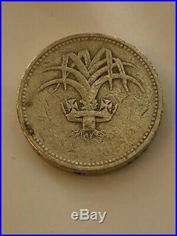 1990 £1 Circulated Old Round Welsh Leek One Pound Coin
