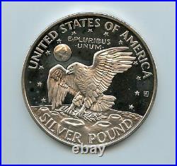 1990 One Pound/12oz. 999 Fine Silver Round with Eisenhower on Obverse