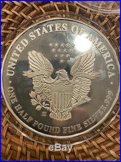 1991 USA Silver Eagle One Half Pound. 999 Fine Silver Coin With case 8 Ounces