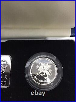 1994 1997 United Kingdom Silver Proof PIEDFORT £1 Four Coin Set Cased #6806