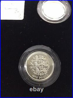 1994 1997 United Kingdom Silver Proof PIEDFORT £1 Four Coin Set Cased #6806