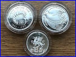 1995 3 Coin Family Silver PROOF Collection Royal Mint Set One/Two Pound Case COA