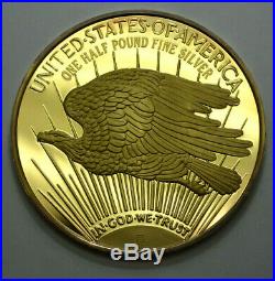1996 Giant Liberty-eagle One Half Pound 8 Troy Oz 999 Silver 24k T. E. G. P. Round