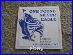 1996 One Troy Pound Silver Eagle Limited Edition Commemorative Coin