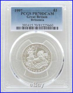 1997 British Royal Mint Britannia £1 One Pound Silver Proof Coin PCGS PR70 DCAM