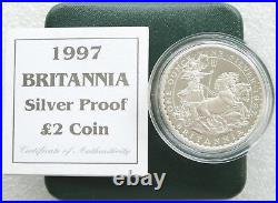 1997 Royal Mint Britannia £2 Two Pound Silver Proof 1oz Coin Box Coa