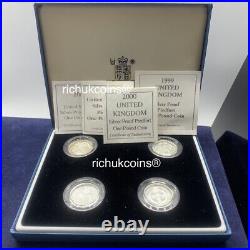 1998 1999 2000 2001 UK Coin4x Royal Mint £1 One Pound Silver PF Piedfort Coins