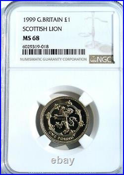 1999 Pound £1 Scottish Lion NGC MS68 Great Britain UK Coin