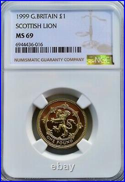 1999 Pound £1 Scottish Lion NGC MS69 Great Britain UK Coin